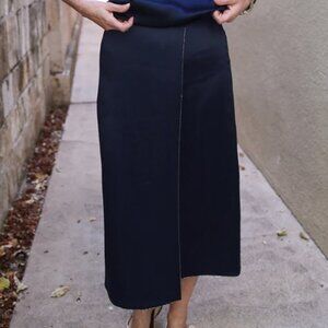 Vince Beaded-Border Satin Slip Coastal Blue